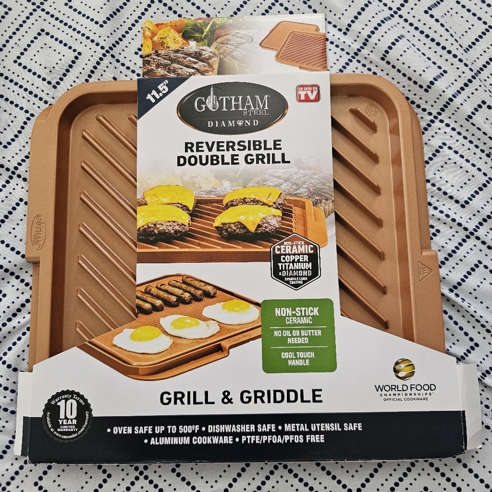 Gotham Steel Diamond Reversible Double Grill & Griddle 🍖